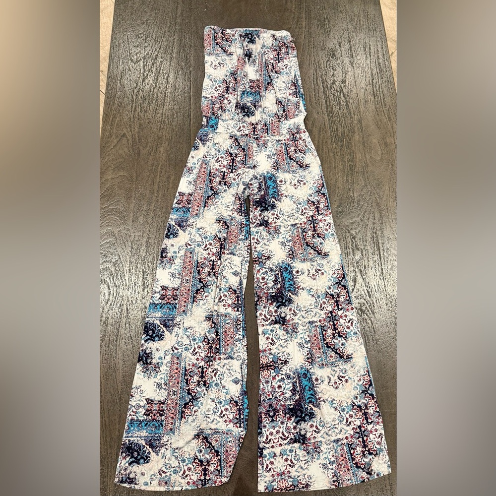 Veronica M Keaton Strapless Drop Waist Jumpsuit